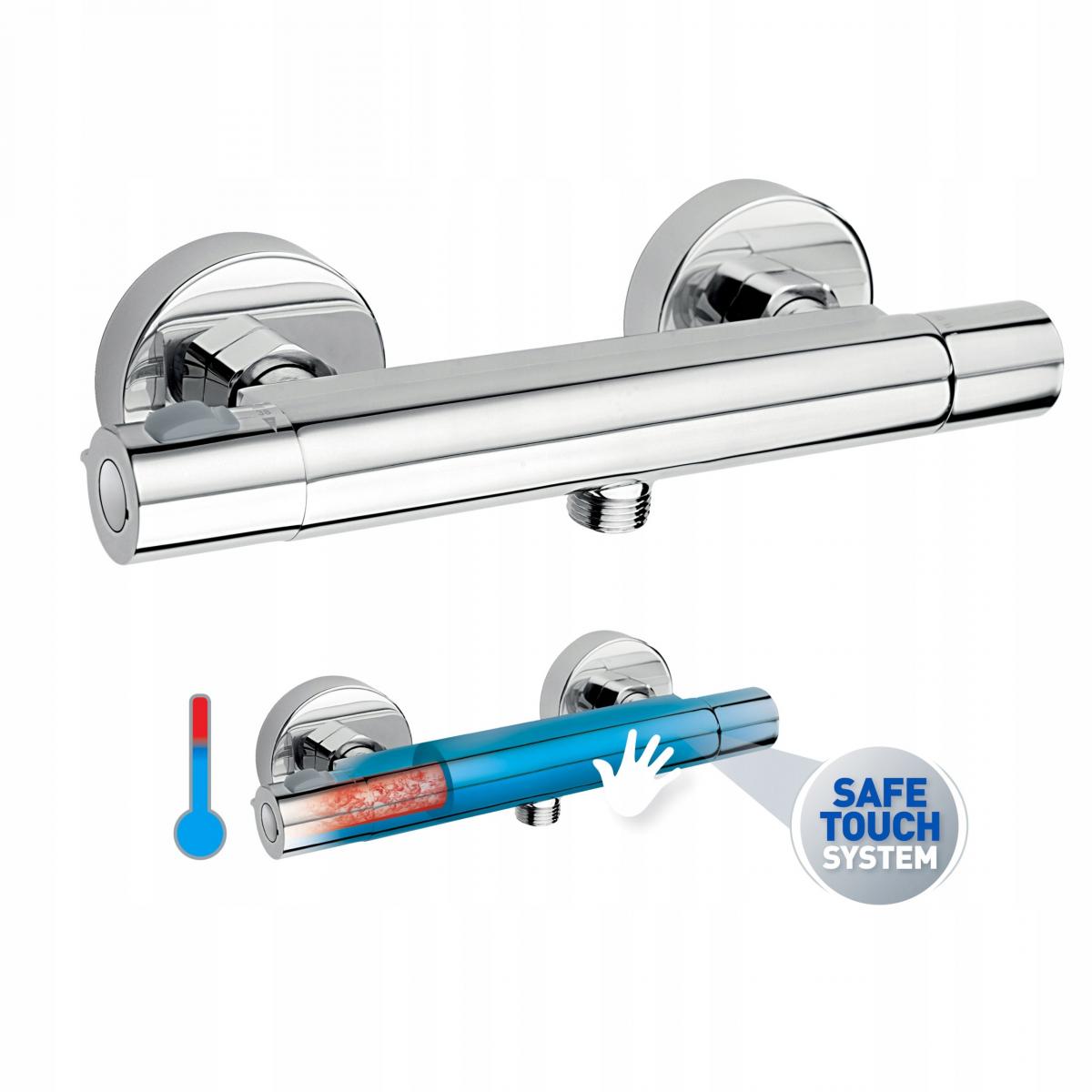FERRO Bateria prysznicowa Trinity Safe Touch termostatyczna ścienna, chrom