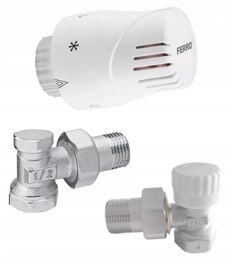 Komplet termostatyczny kątowy 1/2