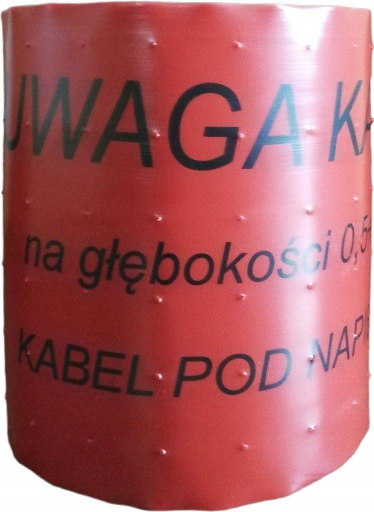Taśma oznaczeniowa 252, czerwona, 300mm*100m (gr.0,5). Perforacja: ,,KABEL