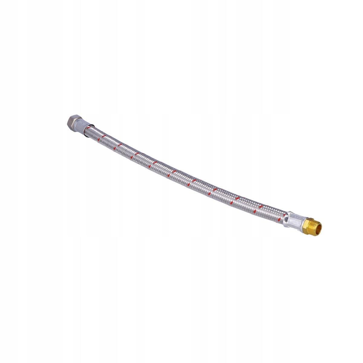 Wąż w oplocie 10bar,L=50 cm,1/2 gwint wewnętrzny / gwint zewnętrzny nierdz