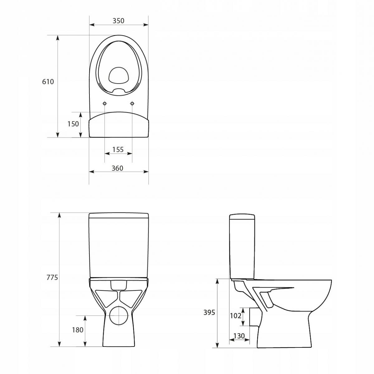 Kompakt 478 Parva New CleanOn 3/5 l,odpływ poziomy, deska duroplastowa woln