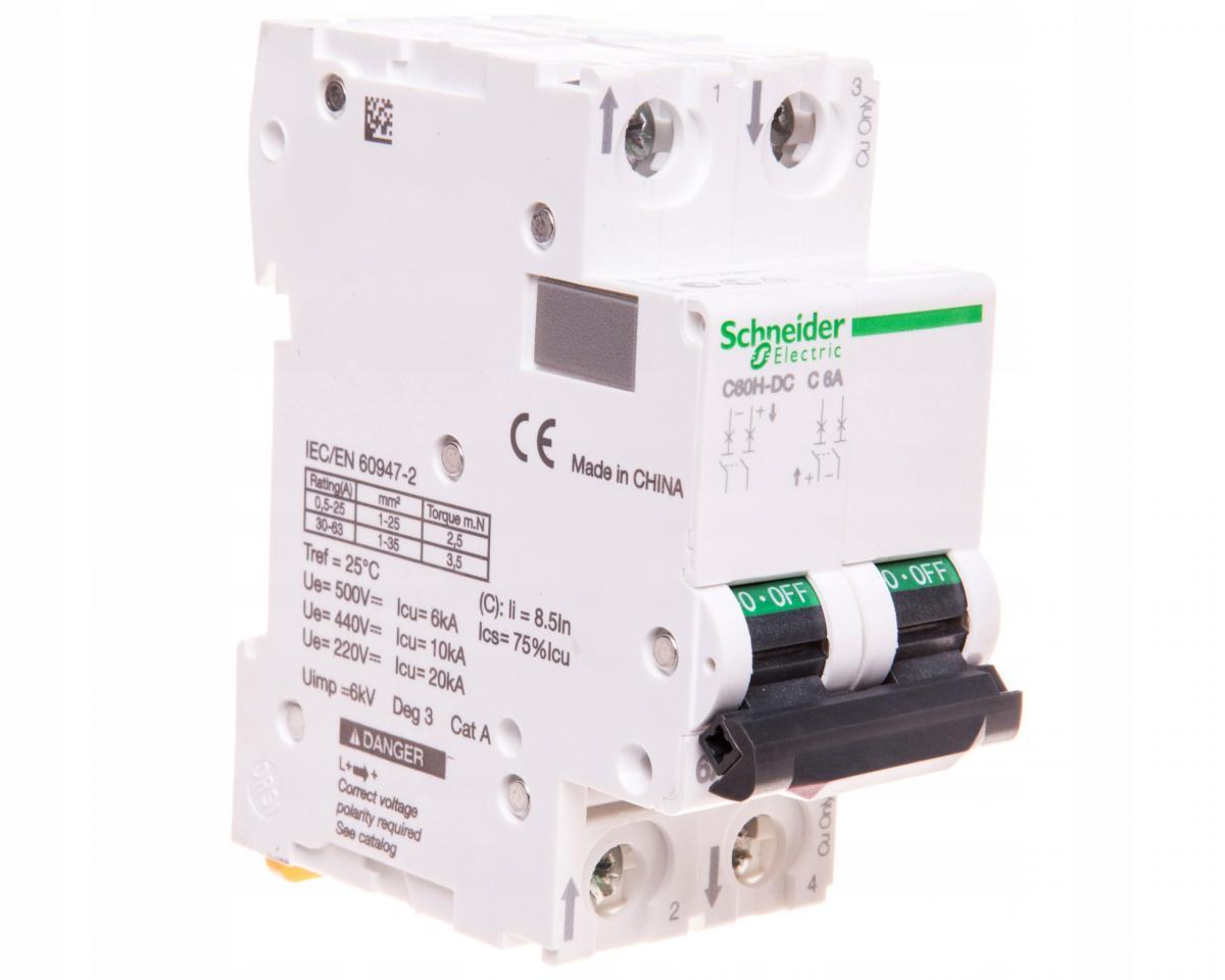 SCHNEIDER ELECTRIC Wyłącznik nadprądowy C60H-DC-C6-2 C 6A 2-biegunowy