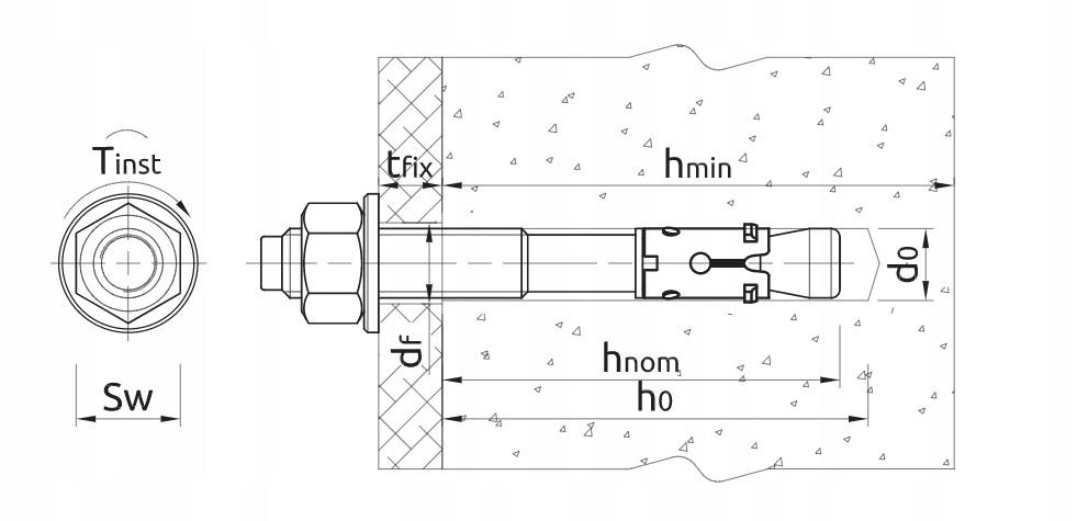 Kotwa opaskowa R-XPT M10x95 mm, Stal węglowa, Ocynk galwaniczny, Opcja 7 OP