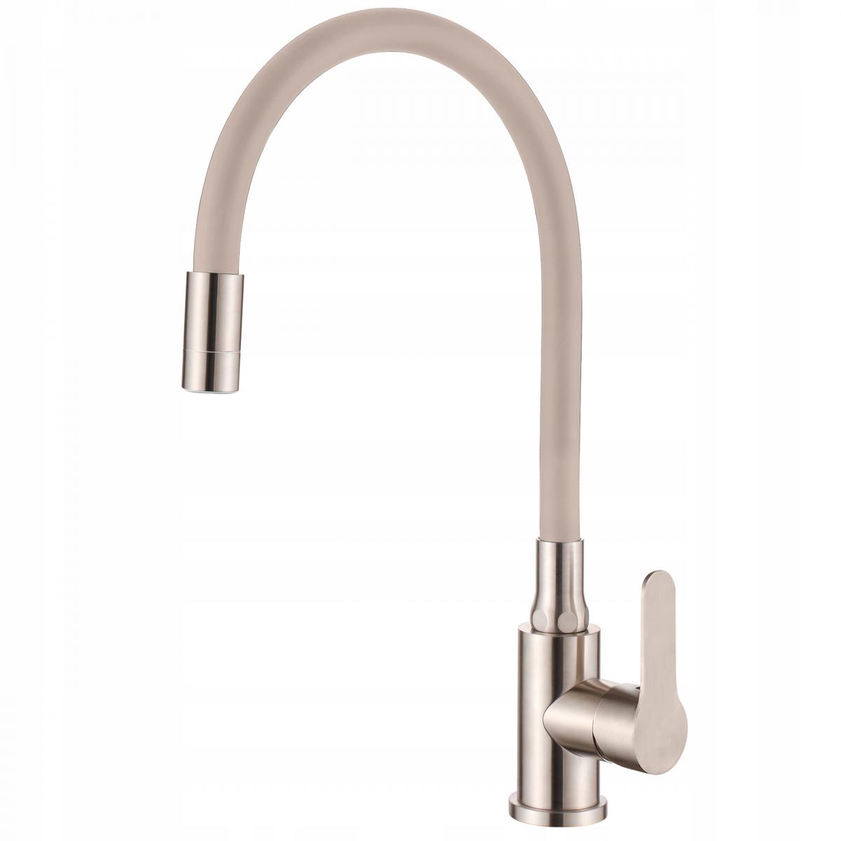 INVENA BATERIA ZLEWOZMYW KSANTI INOX Z RUCHOMĄ 2F WYLEWKĄ INOX/BEŻOWA