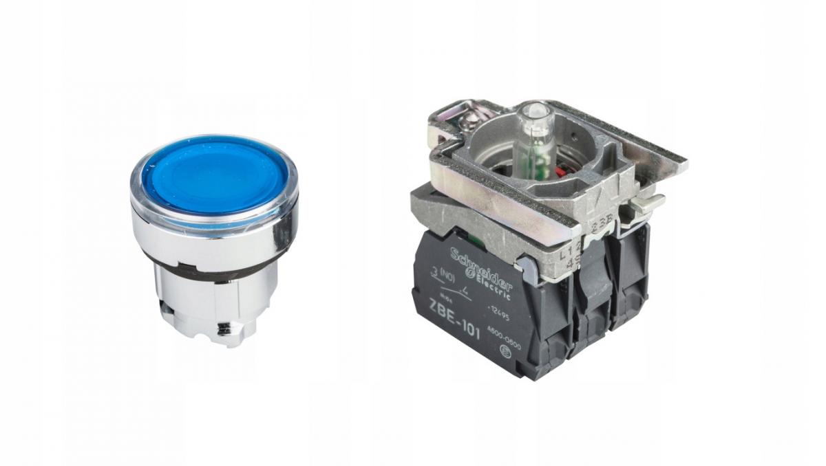 SCHNEIDER ELECTRIC Przycisk kryty podświetany LED, NO+NZ, 24V, niebieski