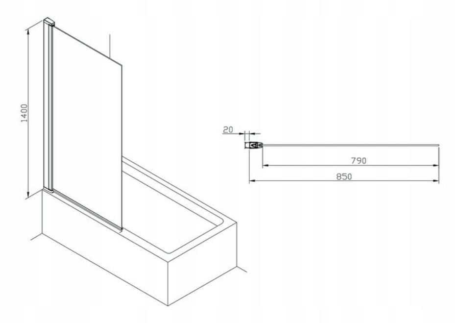 ROCA Parawan wannowy CAPITAL 85x140