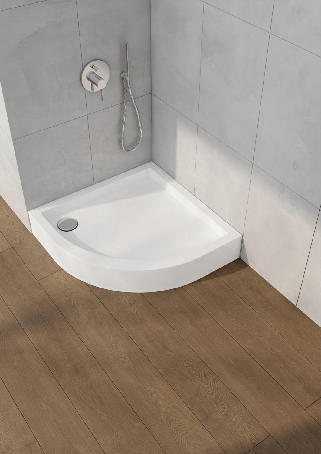 Brodzik akryl Medium podbudowa Stabilsound + Smooth White 80x80 półokrąg
