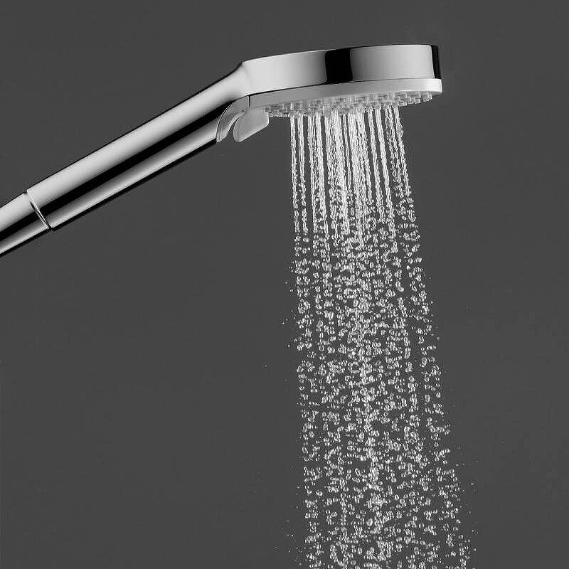 Bateria wannowo-prysznicowa dwuuchwytowa ścienna Hansgrohe Ecostat srebrny