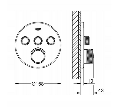 GROHE Bateria termostatyczna hard graphite 3wy