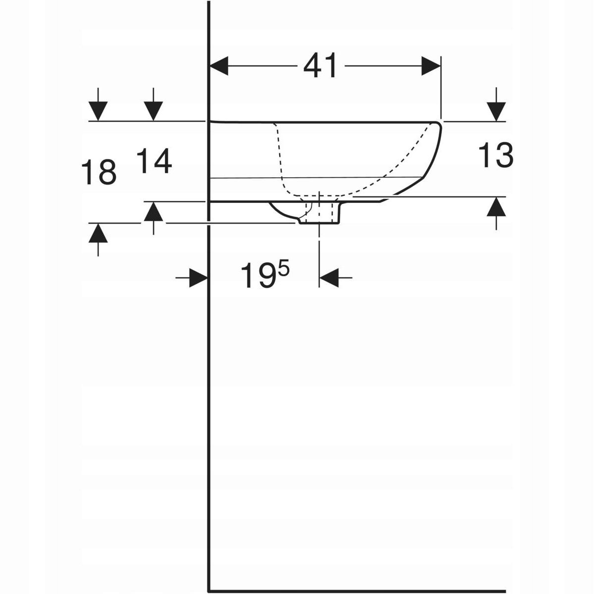 Umywalka kompaktowa Selnova B50 cm, H18 cm, T41 cm, z przelewem, bez otworu