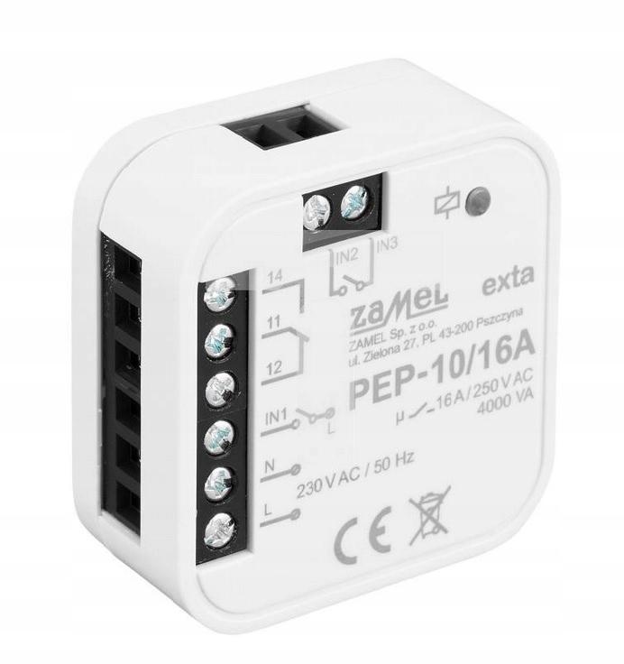 Moduł przekaźnika bezpotencjałowego, dopuszczalny, 16A, 230V PEP-10/16A