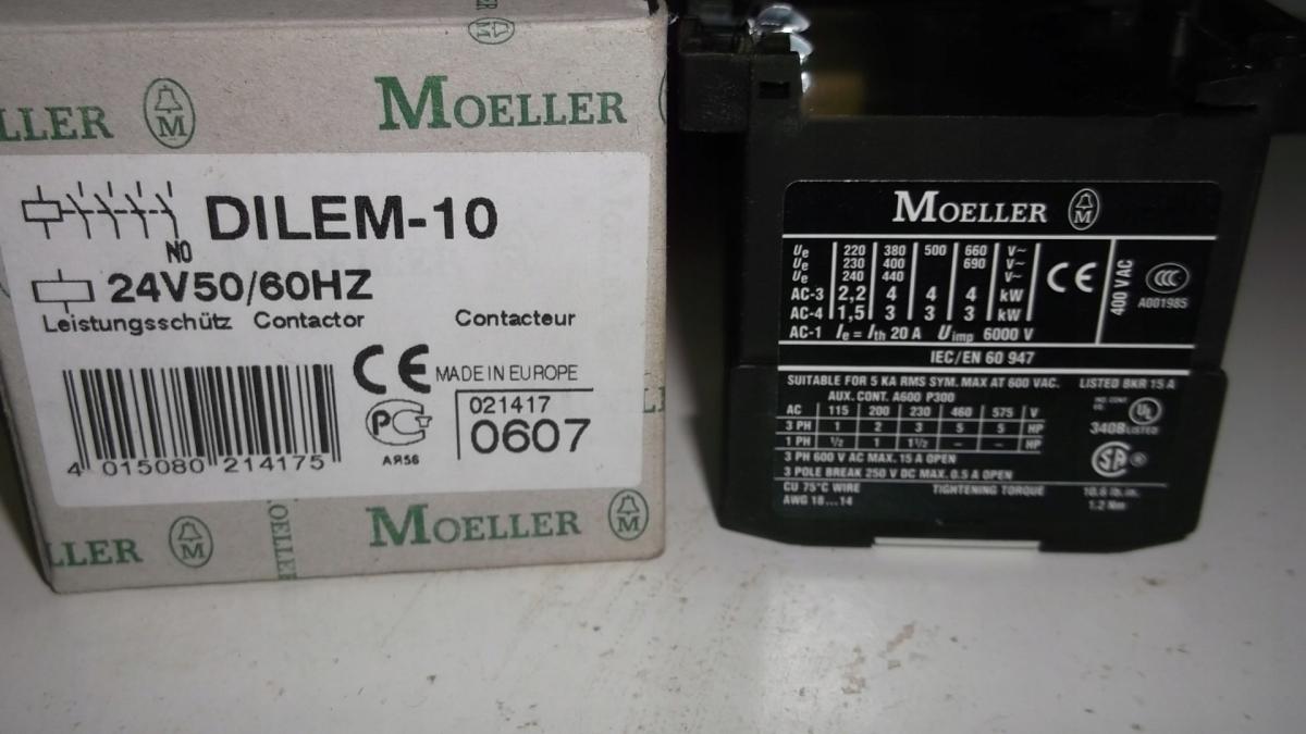 EATON Stycznik AC-3/I=9A P=4kW/ 1Z 0R DILEM-10(24V50/60HZ)