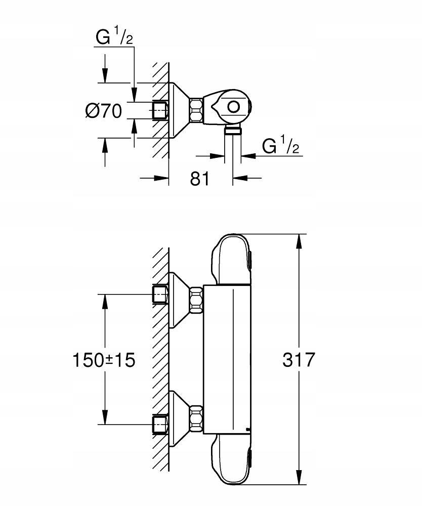 Grohtherm 1000 Termostatyczna bateria prysznicowa z zestawem prysznicowym,