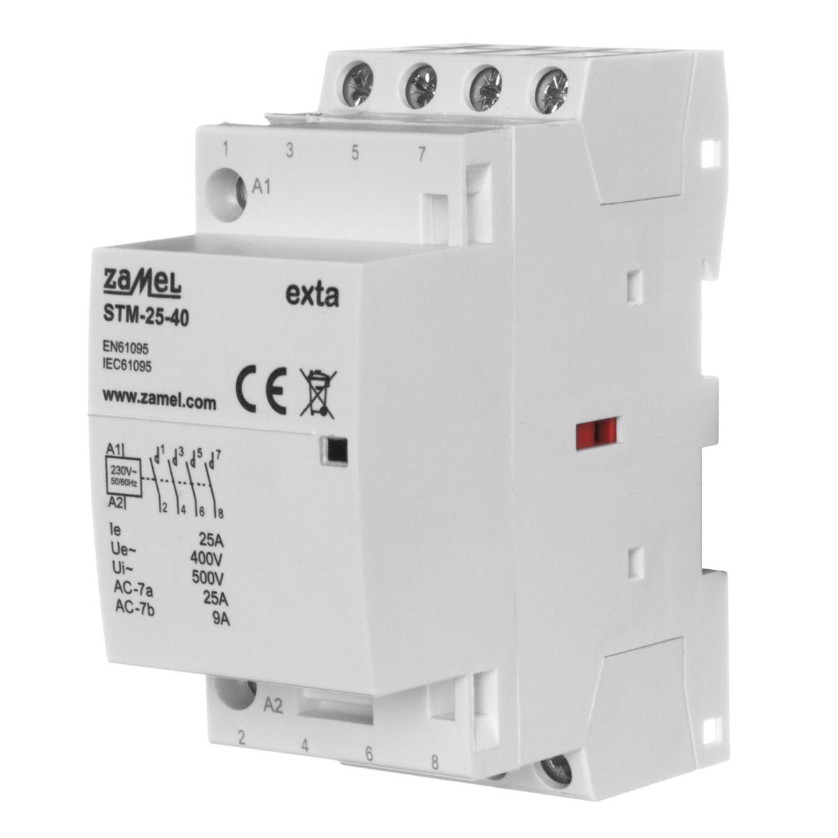 ZAMEL Stycznik modułowy instalacyjny 25A, 4xNO, 230V AC STM-25-40