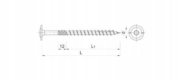 CS Wkręt konstrukcyjny do drewna 8,0x300mm łeb podkładkowy, TX [OP 50]