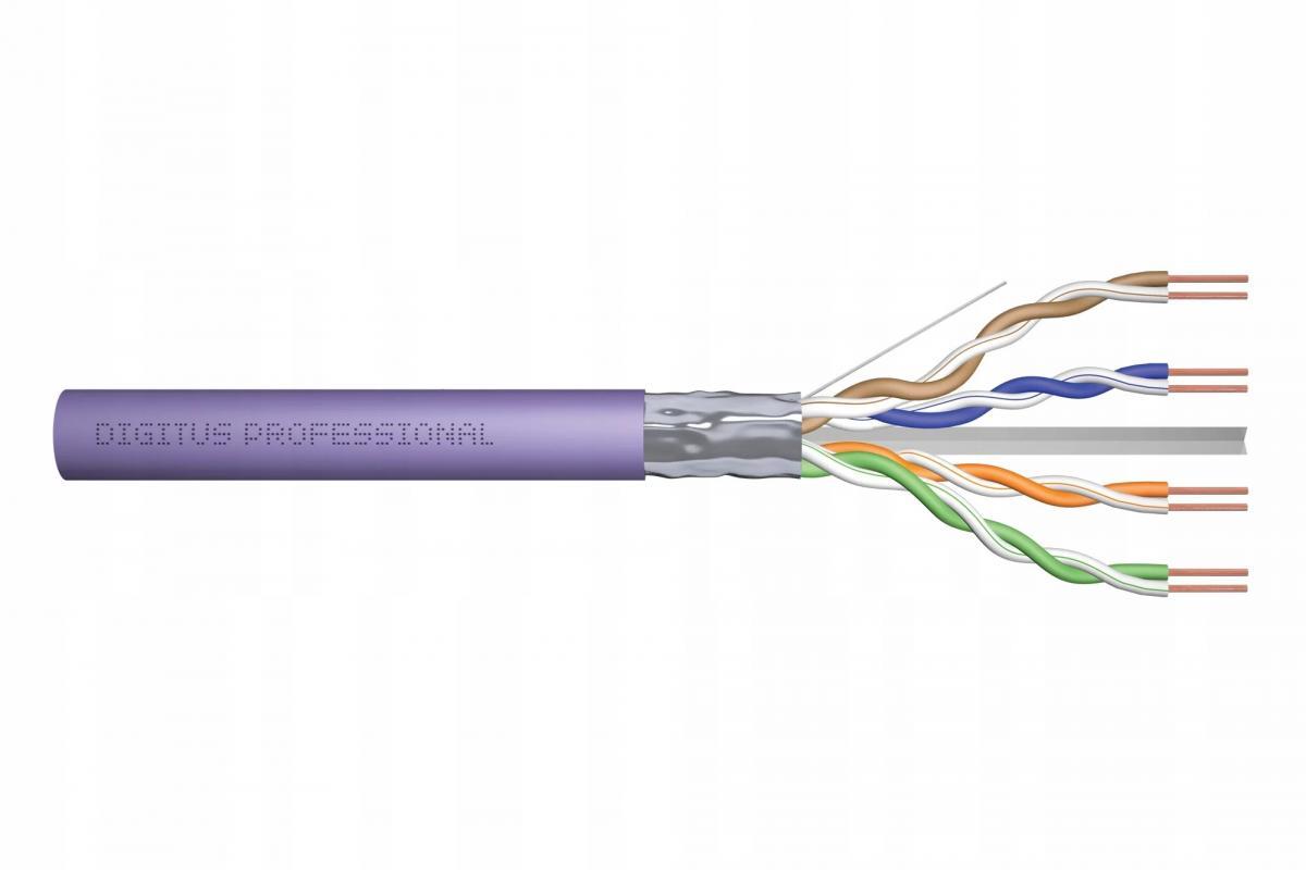 Kabel instalacyjny DIGITUS kat.6, F/UTP, B2ca, AWG 23/1, LSOH, 500m, fiolet