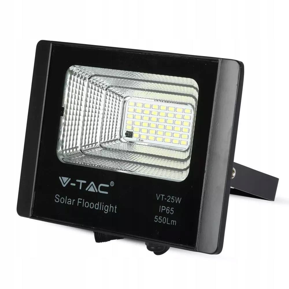 Projektor LED Solarny V-TAC 12W Czarny IP65, Pilot, Timer VT-25W 4000K 550l