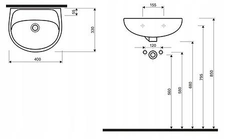 SOLO umywalka 40cm b/o biała