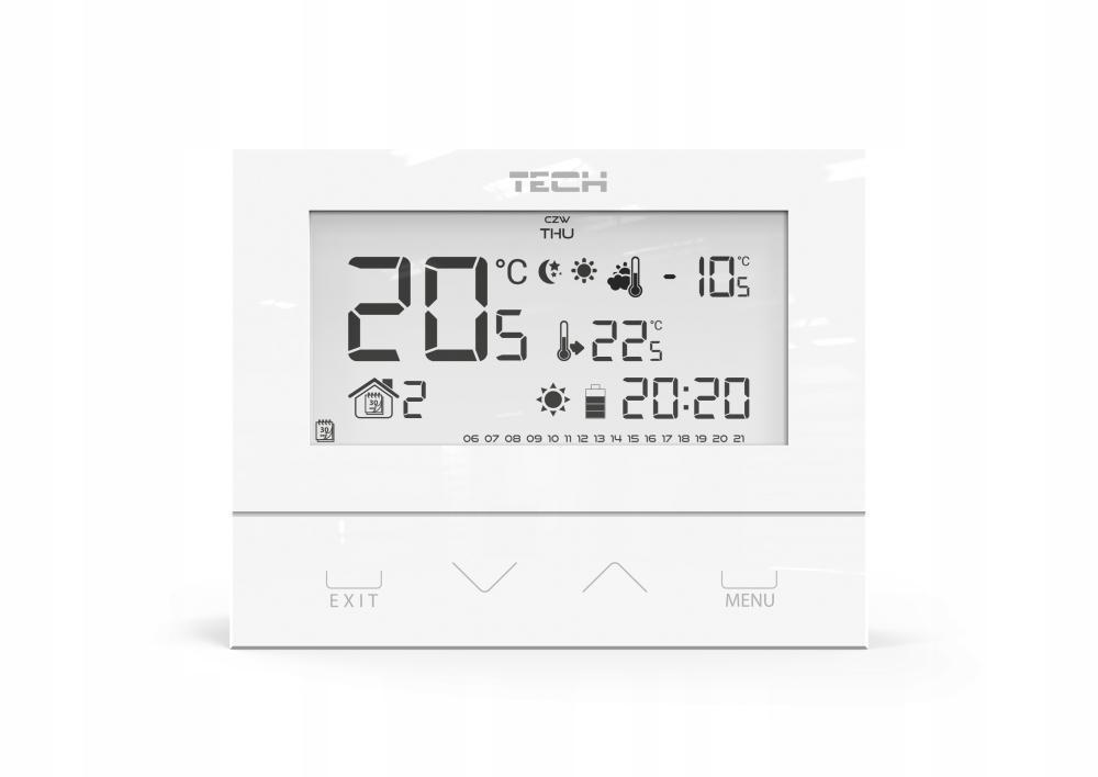 Regulator pokojowy dwustanowy przewodowy TECH ST-294 v3 biały