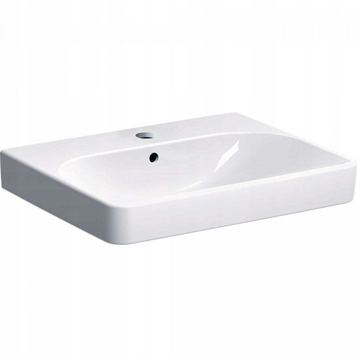 Umywalka Smyle Square B60 cm, H16.5 cm, T48 cm, z przelewem, z otworem na b