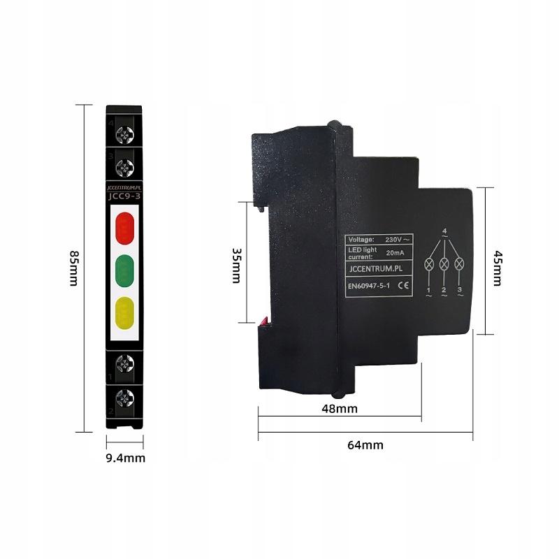 Lampka kontrolna zasilania z zabezpieczeniem LK-BZ-703G 1/3S 3X230V 3xLED Z