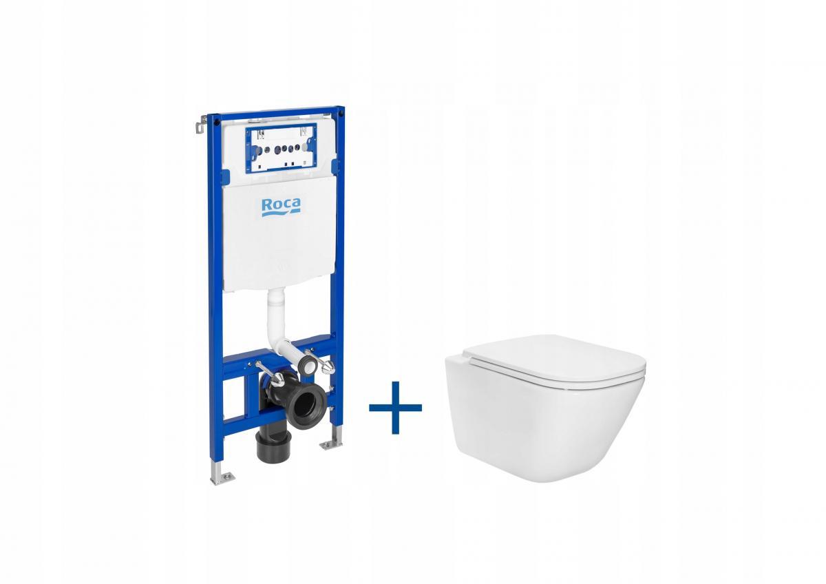 ROCA Zestaw podtynkowy stelaż Duplo One + miska WC GAP SQUARE + deska