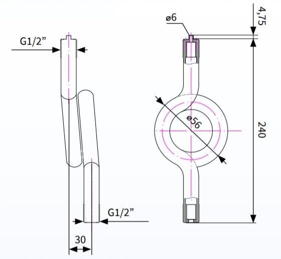 Rurka syfonowa spiralna, 2x G1/2, PN25