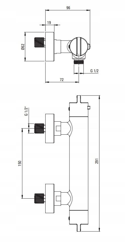 DEANTE Bateria prysznicowa termostatyczna, chrom