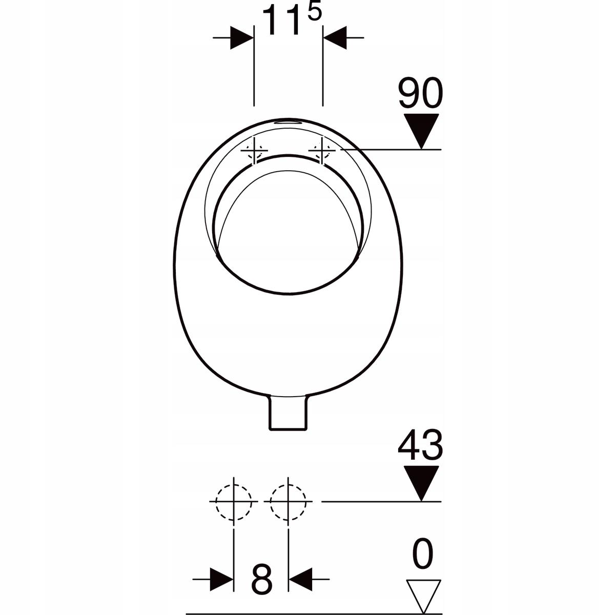 Pisuar Selnova Pico B32.5 cm, H45 cm, T35 cm, dopływ u góry, odpływ w dół