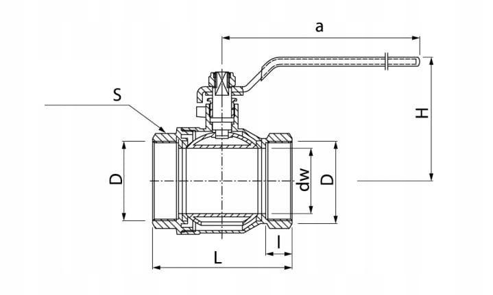 Zawór kulowy niklowany z dźwignią stalową (wersja N-N) ONYX 4