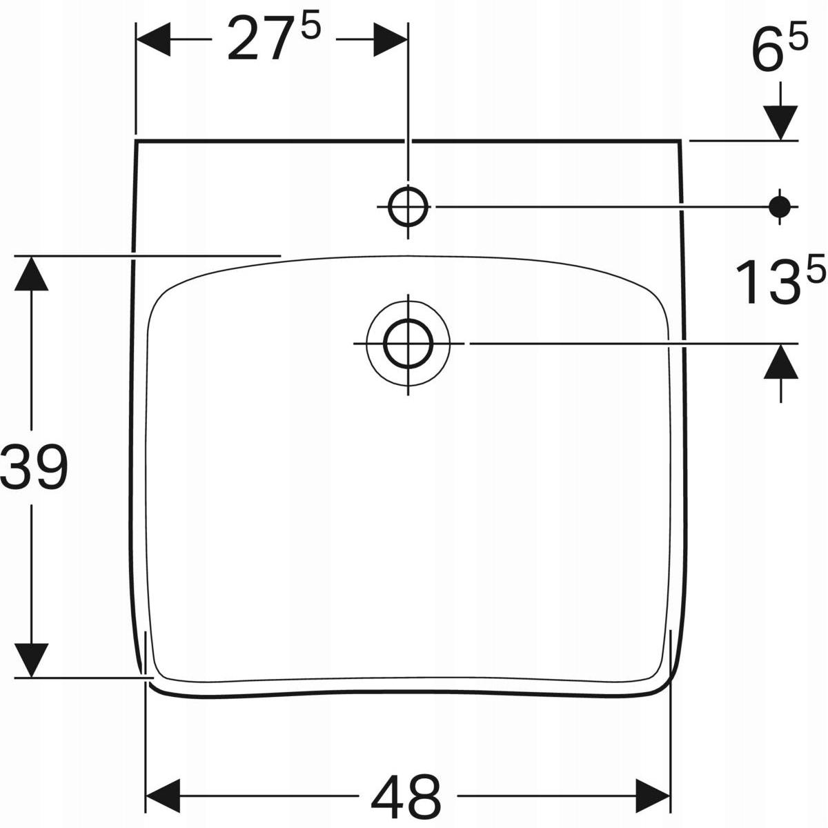 Umywalka Selnova Comfort B55 cm, H15 cm, T55 cm, bez przelewu, z otworem na
