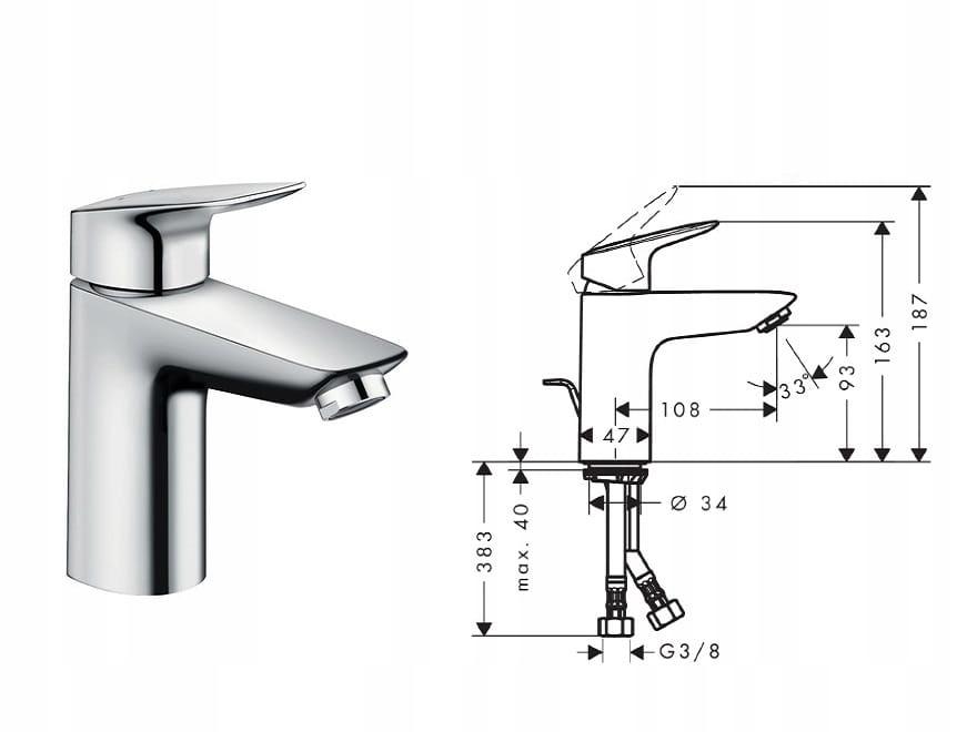 HANSGROHE Bateria umywalkowa HANSGROHE Logis 70 1-uchwytowa DN 15 chrom