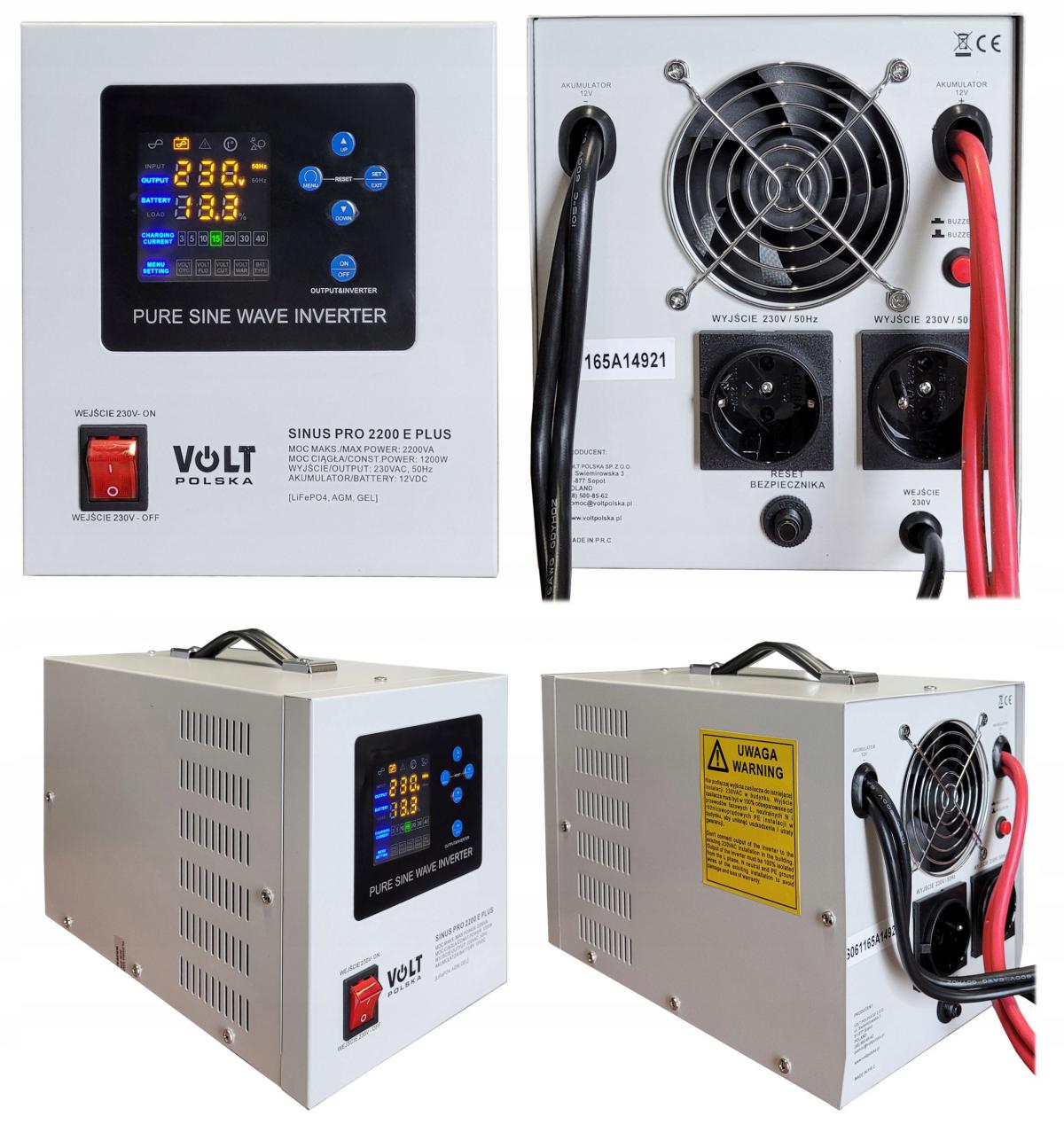 Zasilacz awaryjny SINUS PRO 2200 E PLUS 12/230V (1200/2200W) [AGM, GEL, LiF