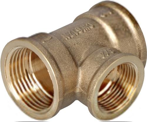 Trójnik redukcyjny mosiężny 1x3/4x1 żółty