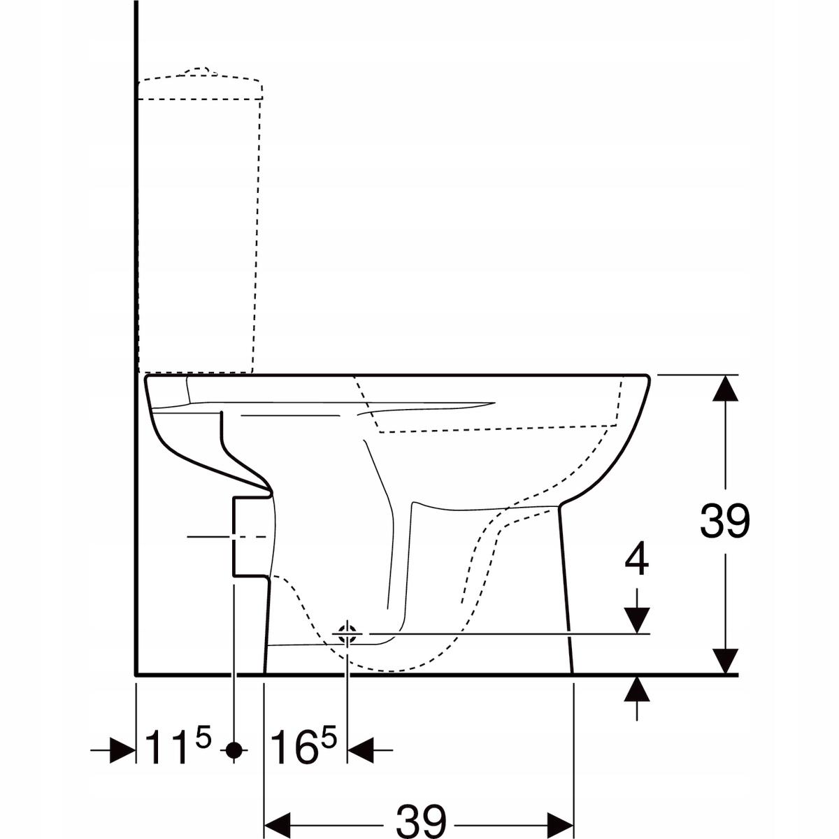 Miska stojąca WC Selnova do spłuczki nasadzanej, lejowa, B35.6 cm, H39 cm,