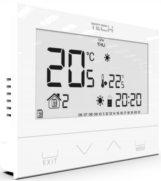 Regulator pokojowy dwustanowy przewodowy TECH ST-294 v3 biały