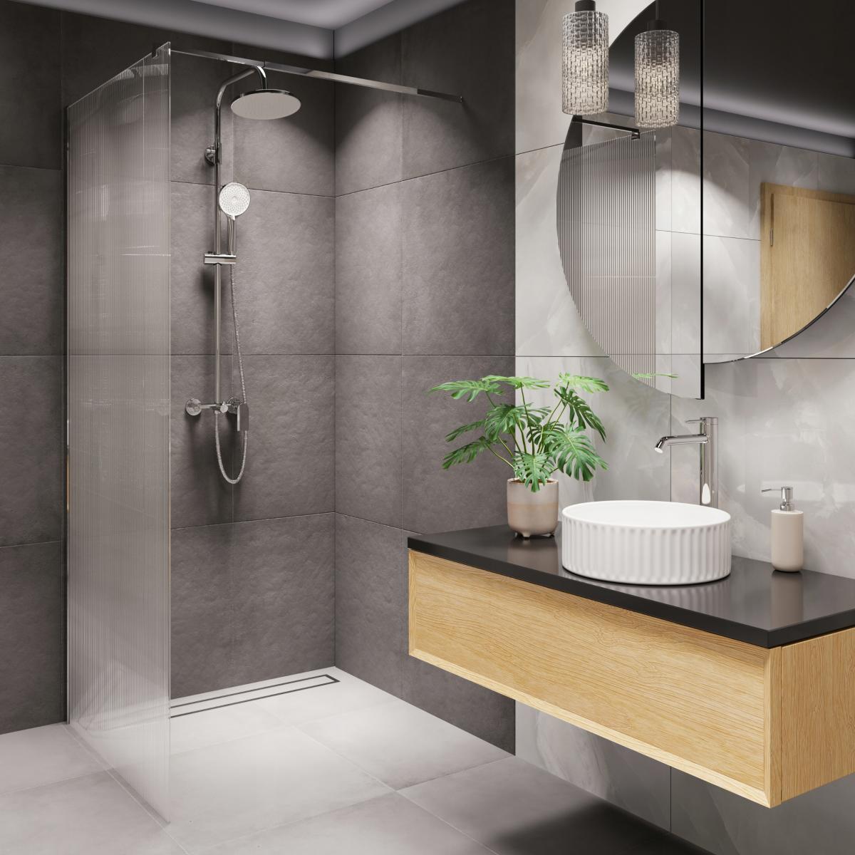 INVENA KABINA WALK-IN II 100X200CM RYFLOWANA 8MM SHINY-GLASS CHROM