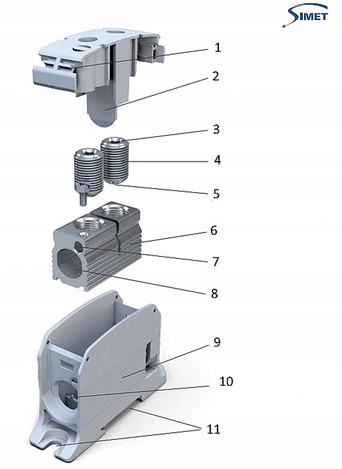SIMET STB 300-2 Złączka szynowa gwintowa Al/Cu 87920 SIMBLOCK czarny