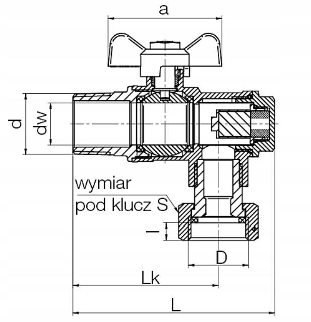 SPIN Kurek kulowy kątowy z filtrem i magnesem DN20-PN25 G3/4-G3/4