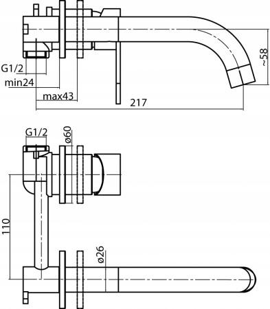 VALVEX Bateria umywalkowa Valvex Tube podtynkowa chrom