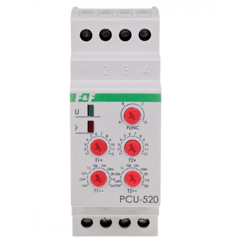 Przekaźnik czasowy PCU-520 wielofunkcyjny, dwa niezależne czasy T1 i T2, st