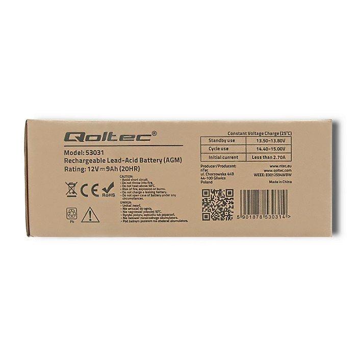 QOLTEC Akumulator AGM 12V 9Ah max. 135A