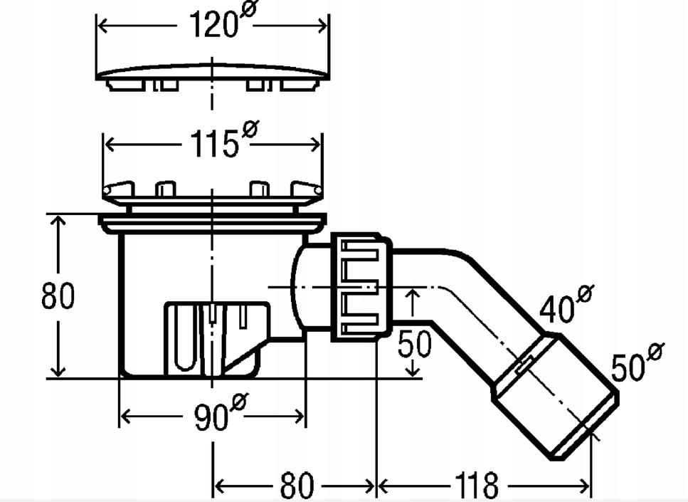 Zestaw odpływowy 120xDN 40 / 50 tworzywo sztuczne / chromowany