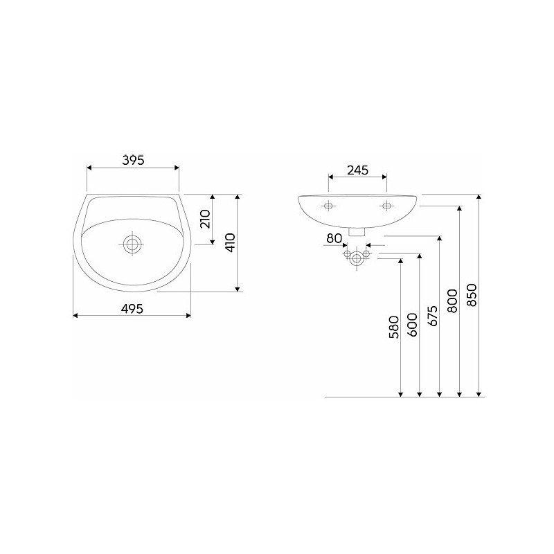 KOŁO Umywalka GEBERIT Idol wisząca z przelewem 500 x 410 mm biała