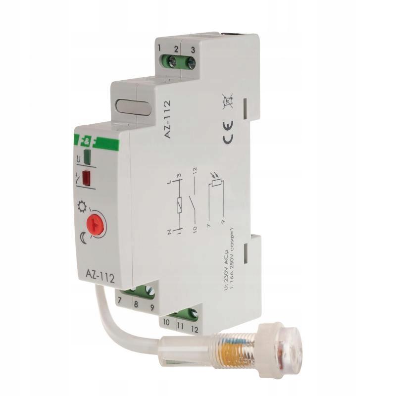 Automat zmierzchowy AZ-112 I=16A, zewnętrzna sonda hermetyczna fi 10, 1 mod
