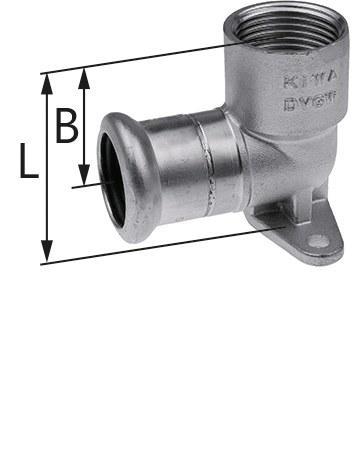 KAN-therm Kolano ścienne z uszami GW Inox - 15 Rp1/2 L = 41 mm