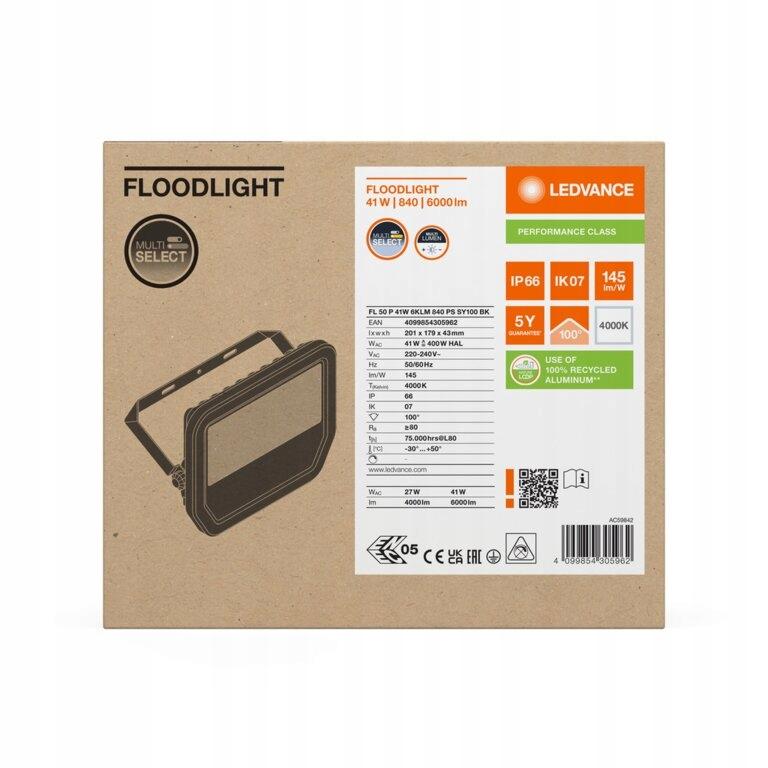 Naświetlacz Floodlight 50 P 41W 6KLM 840 PS SY100 BK Uniwersalny naświetlac