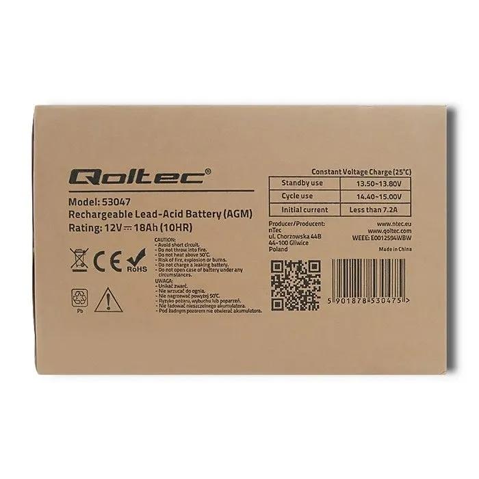 QOLTEC Akumulator AGM 12V 18Ah max. 270A