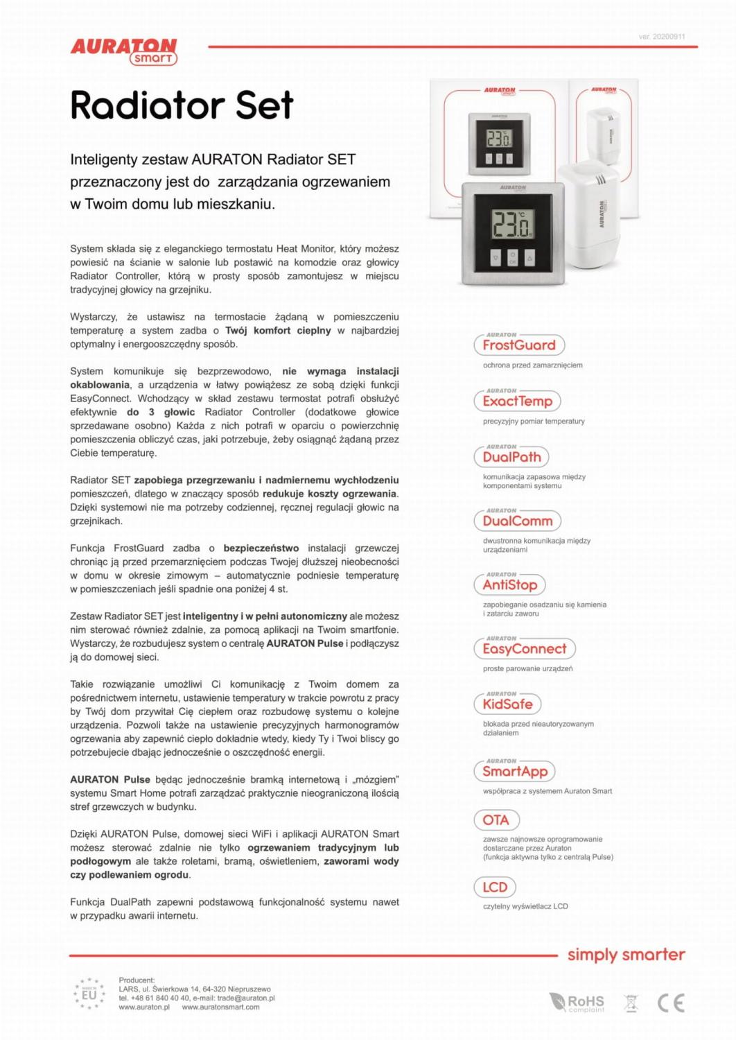 AURATON Radiator Set - SMART Zestaw Grzejnik