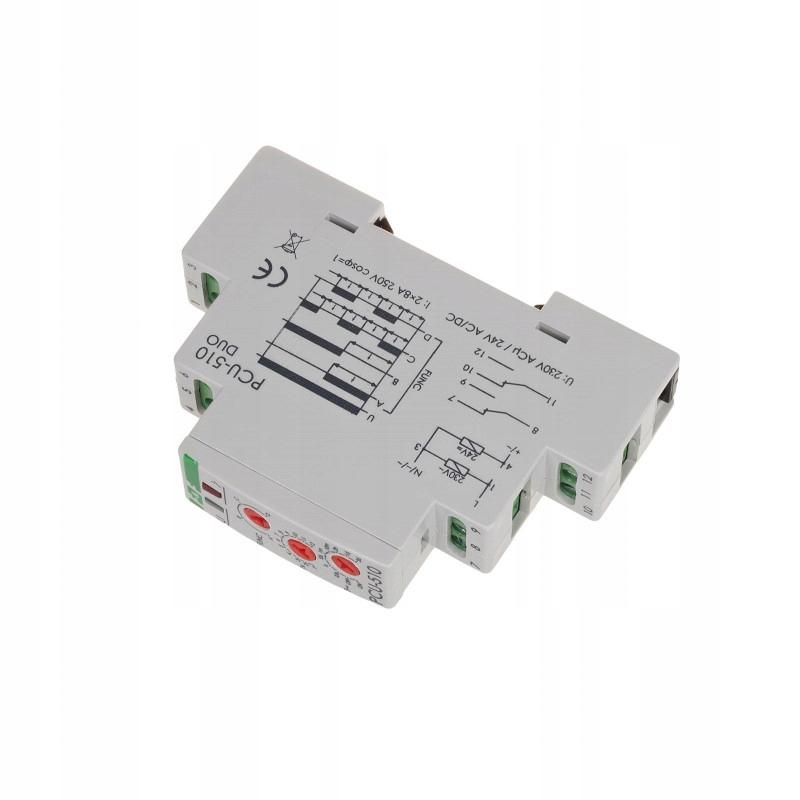 Przekaźnik czasowy PCU-510DUO, napięcie zasilania 230VAC, 24VAC/DC, 2×NO/NC